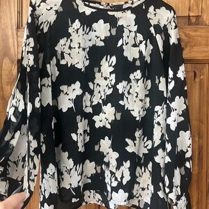 Maurices Black and White Floral Blouse